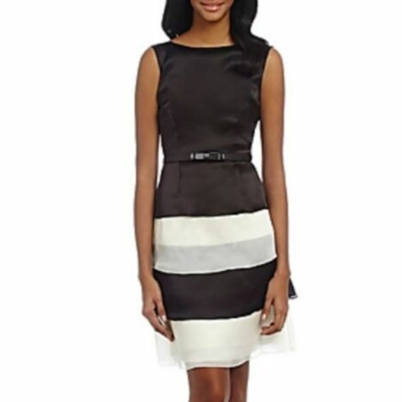 NWT WOMEN Sara Emanuel  Tiered Colorblock  dress - Picture 3 of 7